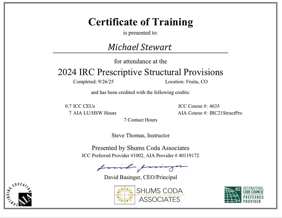 Building code training certificate