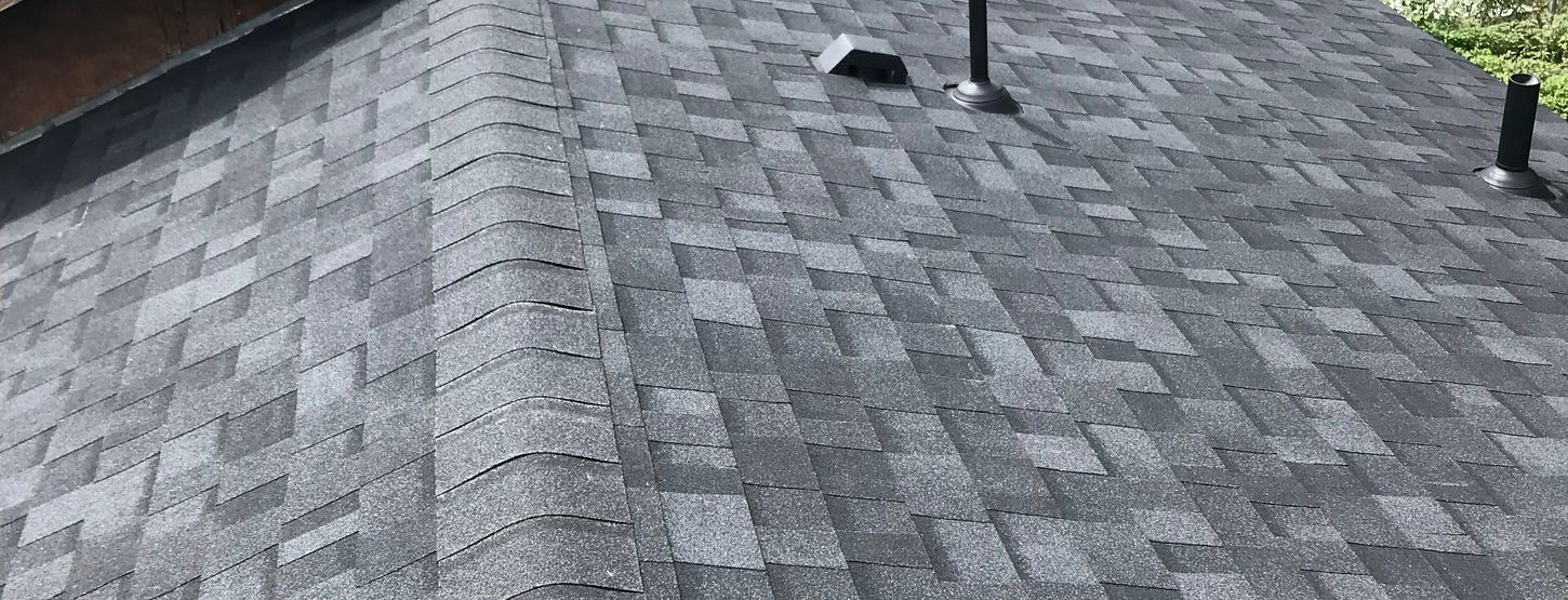 A new roof with black shingles.