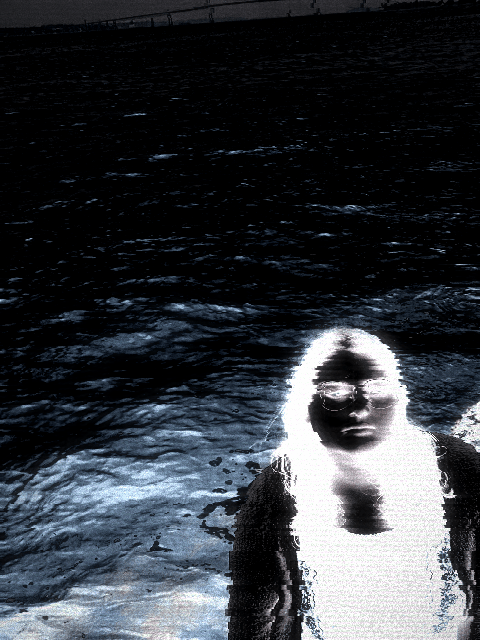 black and white glitching devin rain image