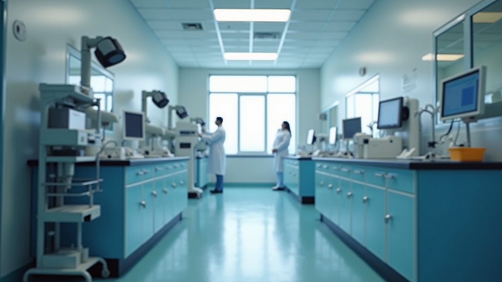 Eye-level view of a modern pathology lab with automated equipment