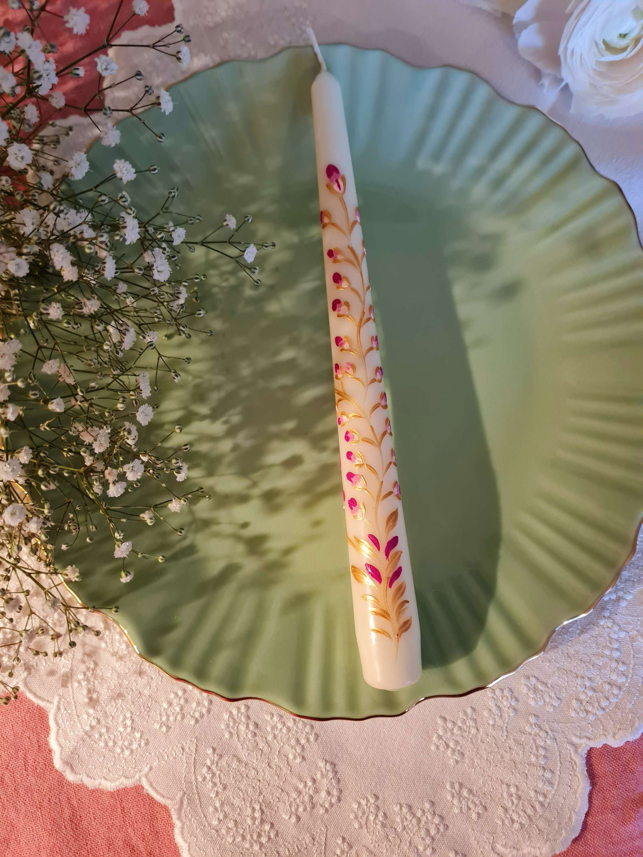 Golden Times! Hand Painted Candle