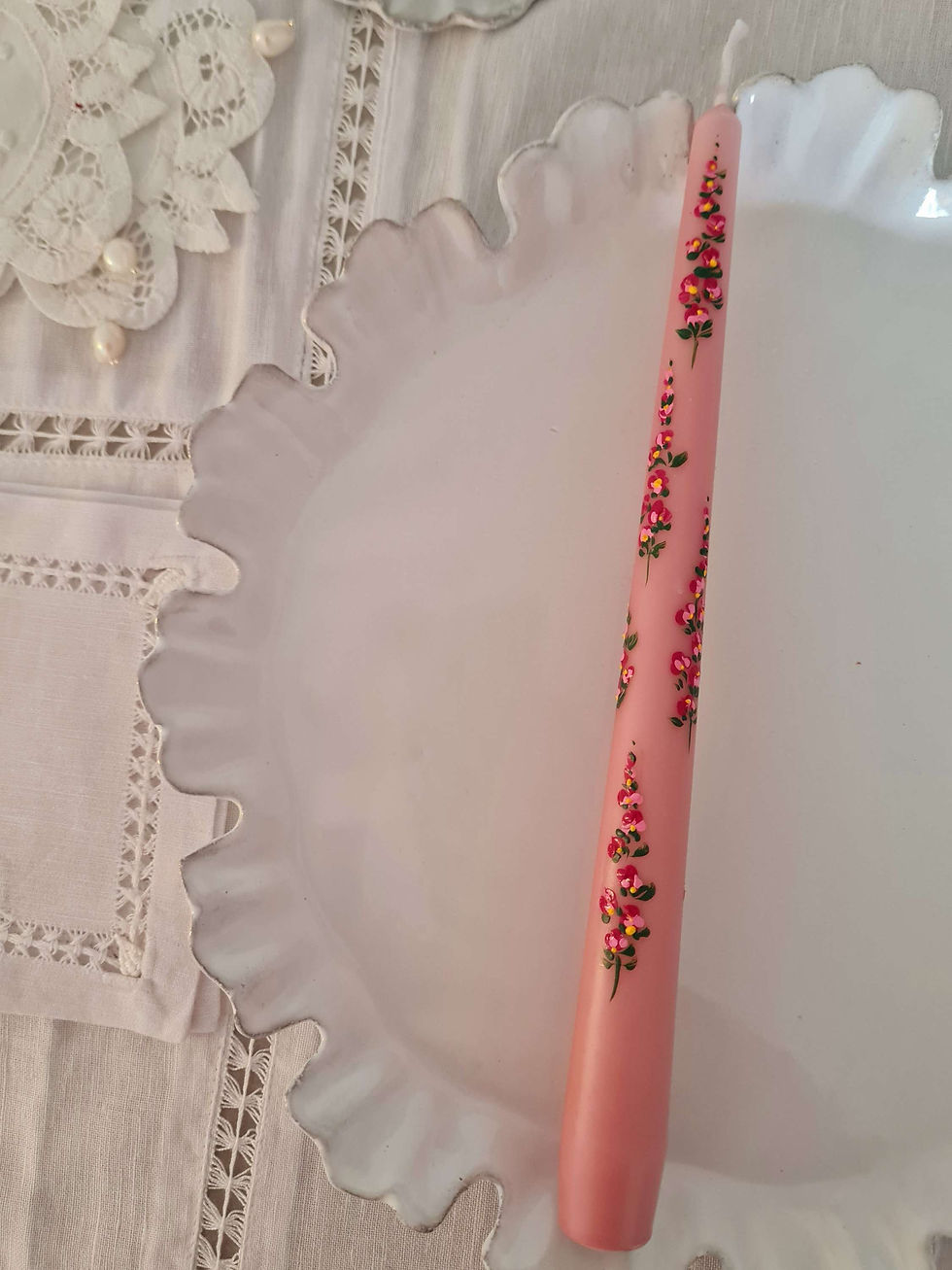 Thumbnail: Cottage Rose! Hand Painted Candle