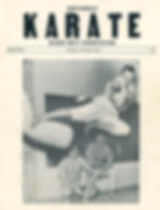 Man in a karate gi performs a high kick mid-air; two men watch from below. "SOUTHWEST KARATE BLACK BELT ASSOCIATION" text above. Retro style.