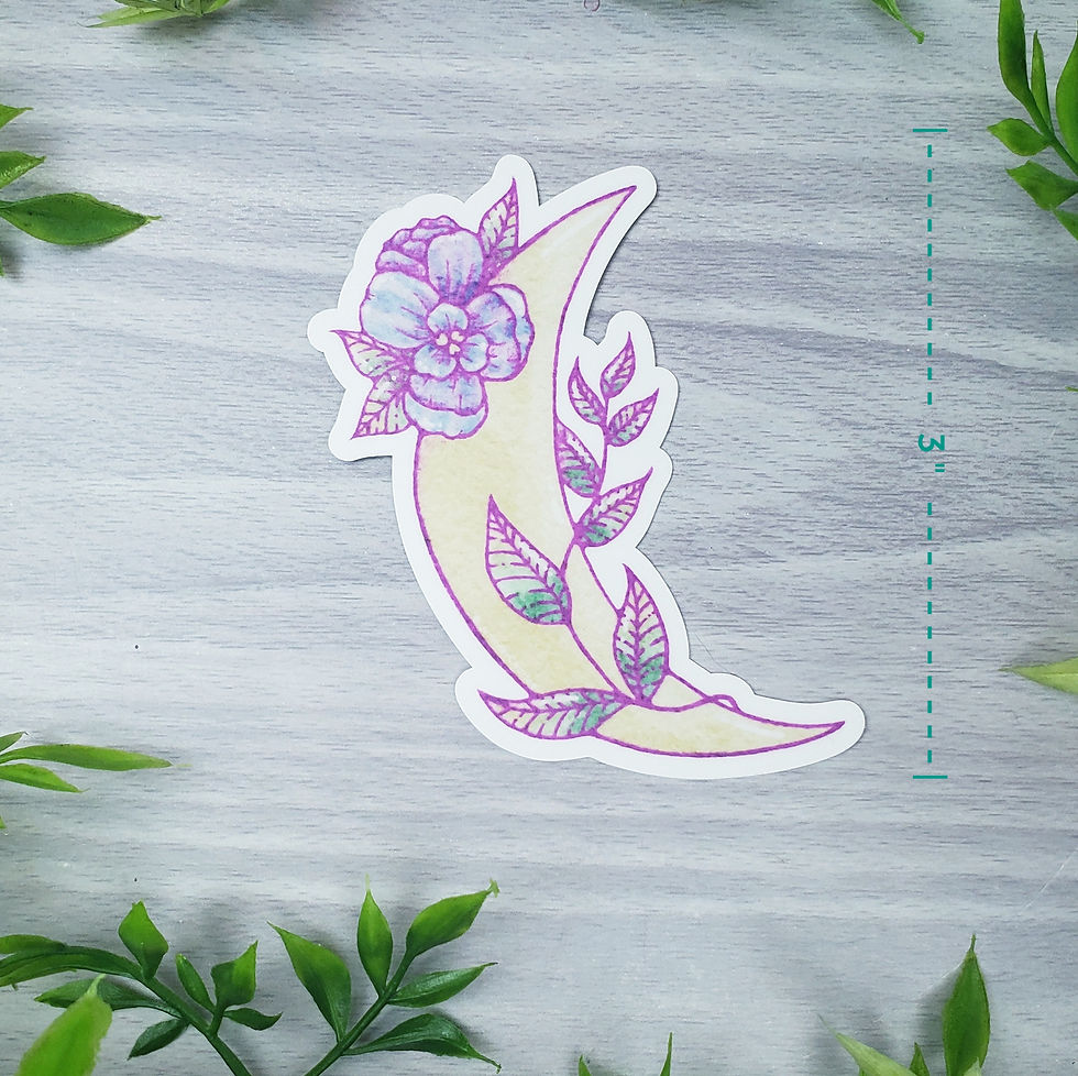 Thumbnail: Purple Floral Moon Vinyl Sticker