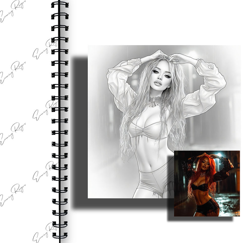 Thumbnail: Dancing in the Rain Coloring Pages | Glam Girl Dance Line Art Set (3 Designs)