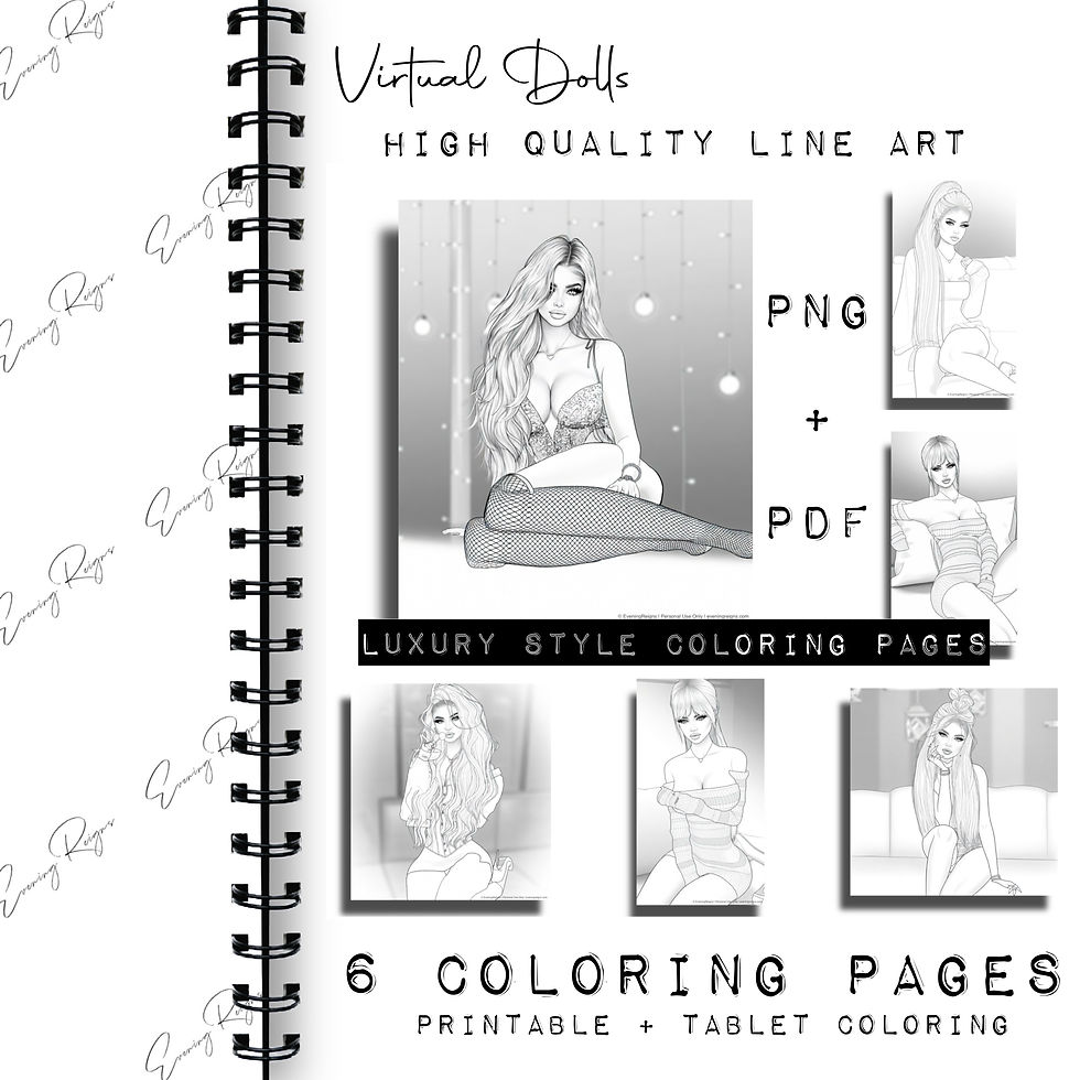 Thumbnail: Glam Fashion Model Coloring Pages | Virtual Dolls Vol. 2