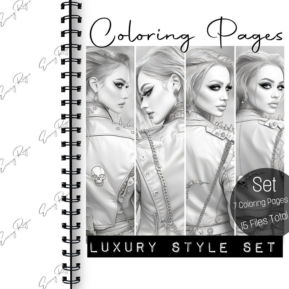 Thumbnail: Leather & Liner Vol 3 Crimson Rebel Coloring Pages | Edgy Fashion Glam (Instant