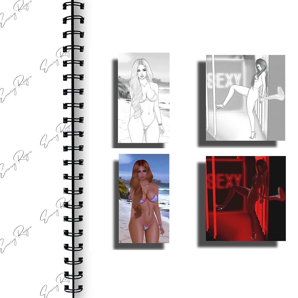 Thumbnail: Virtual Dolls Collection| Sexy Sensual Coloring Pages + Original Art Bundle