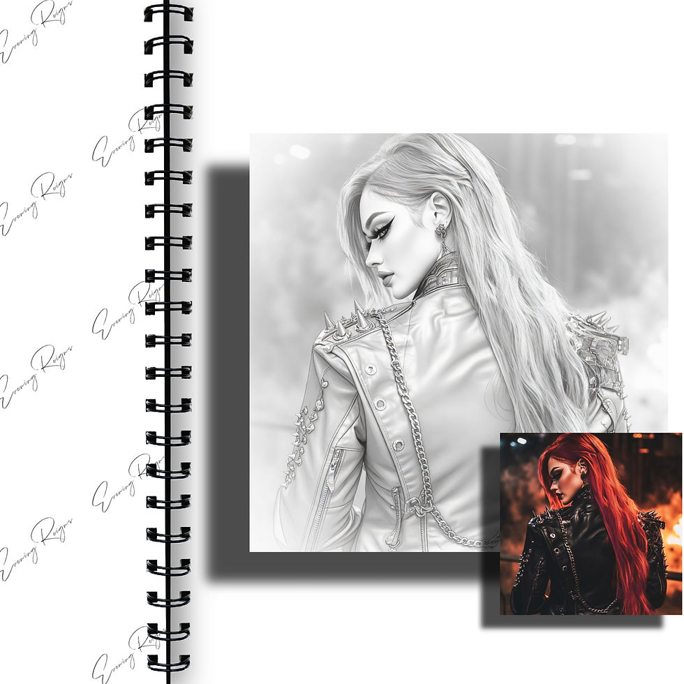 Thumbnail: Leather & Liner Vol 3 Crimson Rebel Coloring Pages | Edgy Fashion Glam (Instant