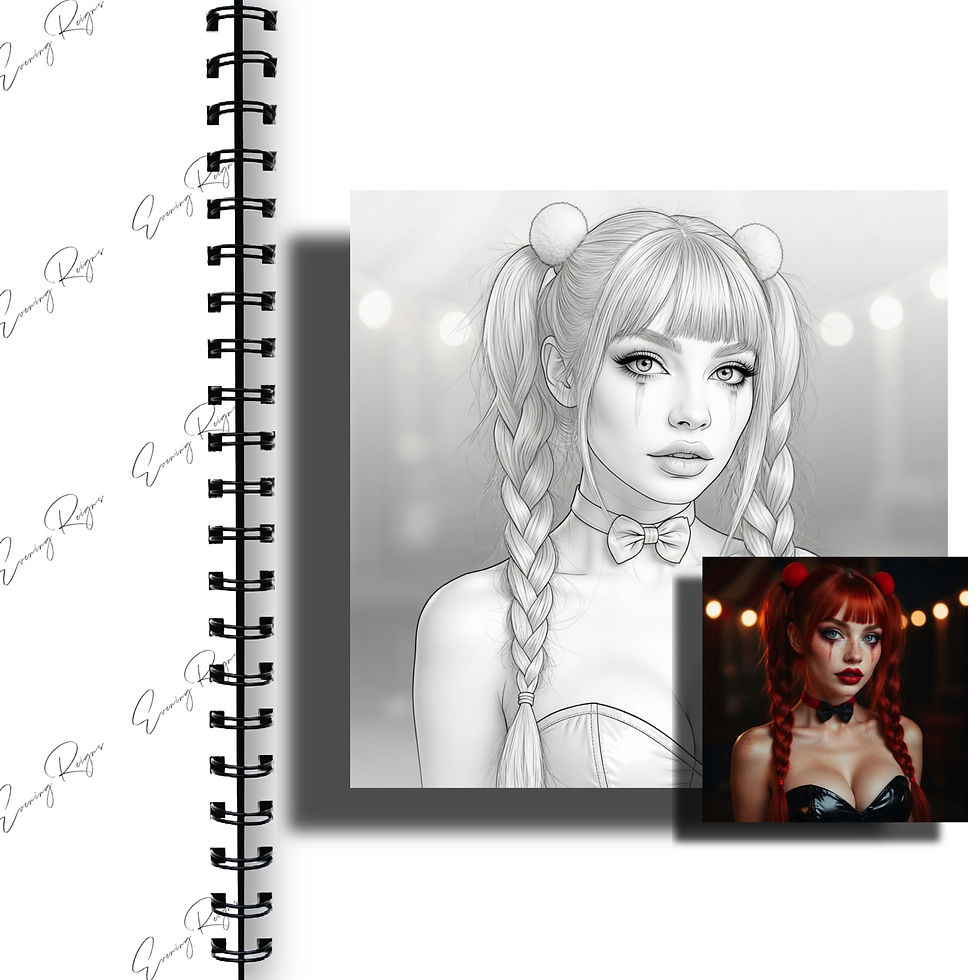 Thumbnail: Dark Circus Royale Bundle – 12 Luxury Coloring Pages, Goth Clown, Ringmaster (In