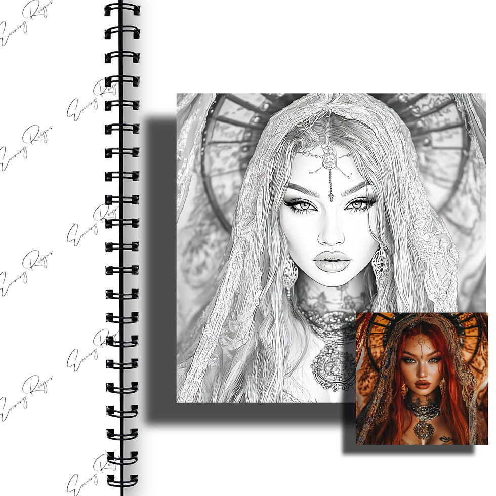 Thumbnail: Celestial Priestess Coloring Pages Vol 2 | Fantasy Goddess Adult Printable