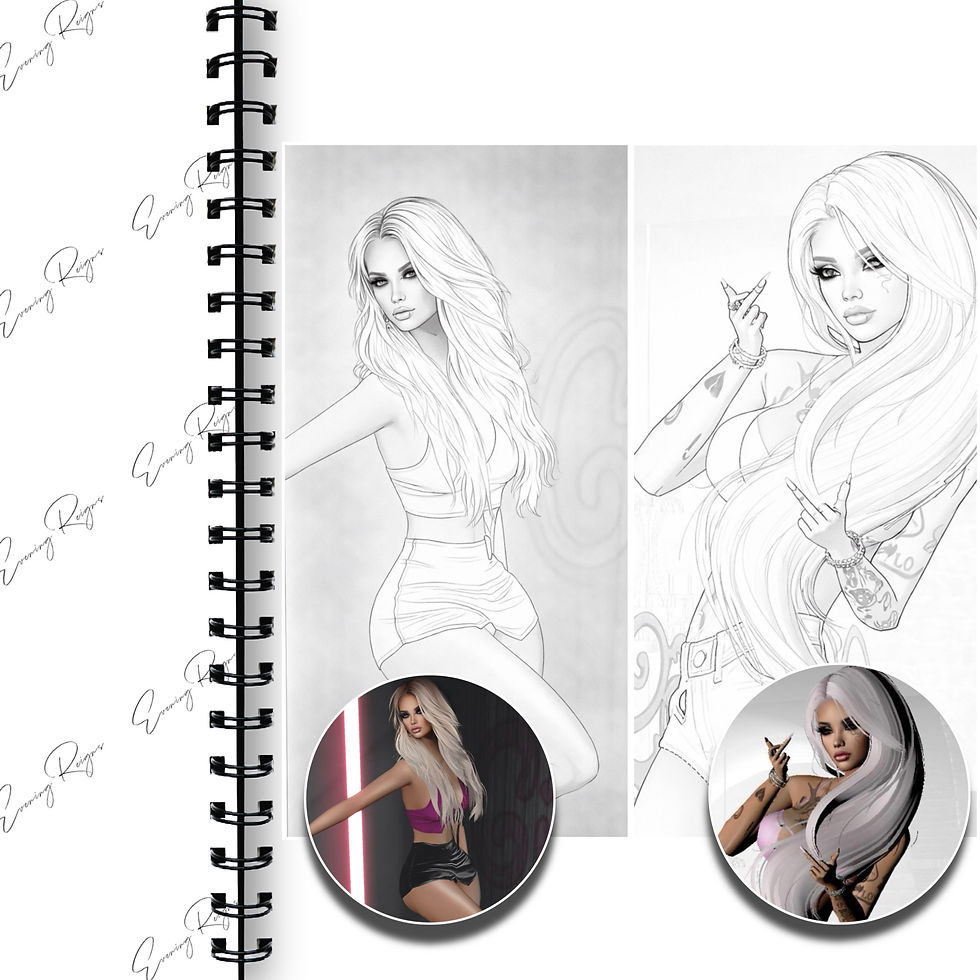 Thumbnail: Eve Fashion Coloring Pages | Virtual Dolls Dark Glam Vol 1 Adult Art Collection