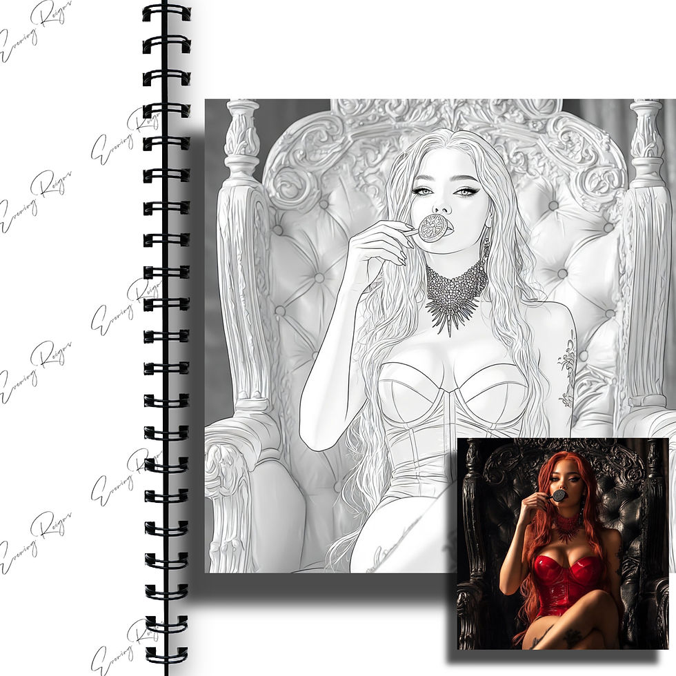 Thumbnail: Throne Queen Coloring Pages | Gothic Scarlet Beauty Line Art