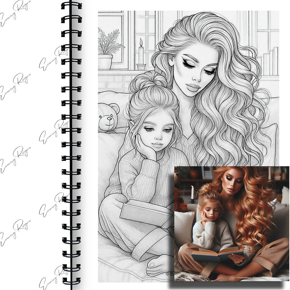 Thumbnail: Family Coloring Pages Bundle, Motherhood Love Art, 12 Pages + Original Artwork