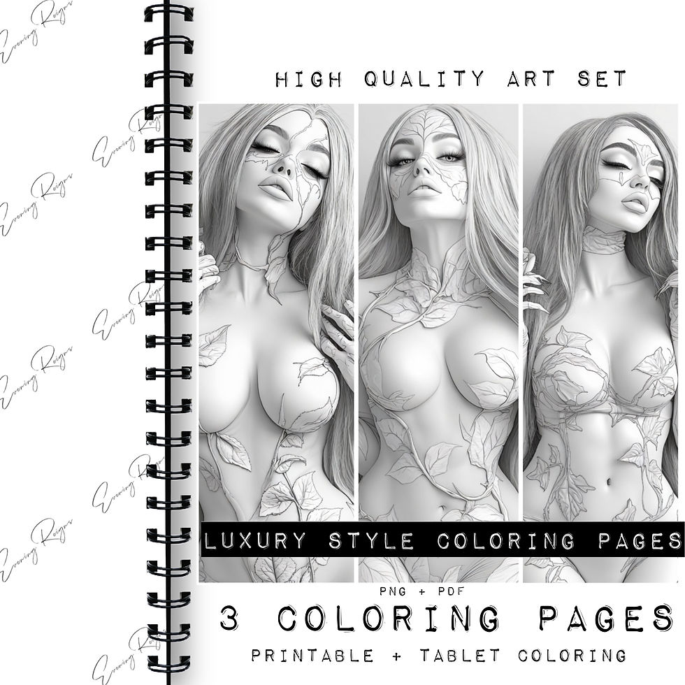 Thumbnail: Vine Siren Coloring Pages: Dark Feminine Fantasy Art, Botanical Seduction