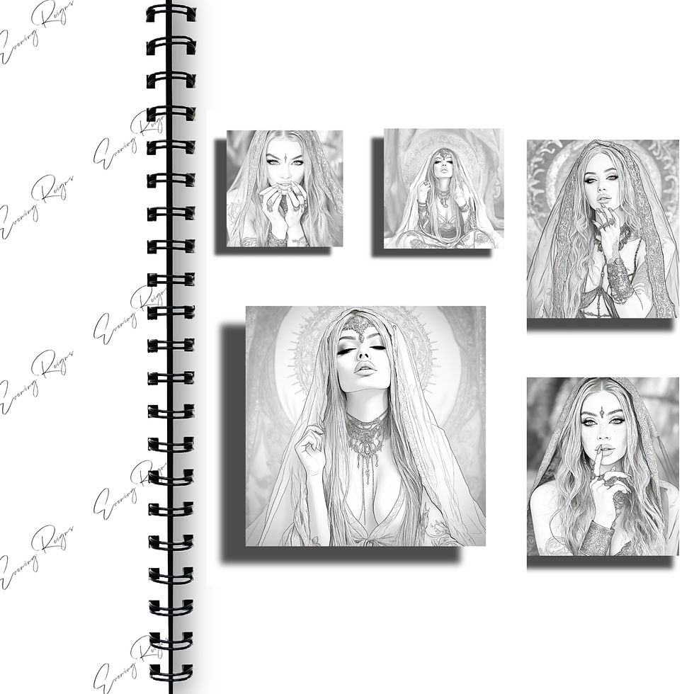 Thumbnail: Celestial Priestess Coloring Pages Bundle Vol 3 | Goddess Fantasy Printable Set