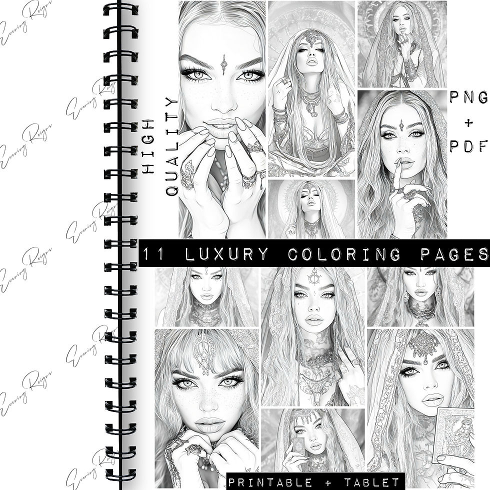 Thumbnail: Celestial Priestess Coloring Pages Bundle Vol 3 | Goddess Fantasy Printable Set