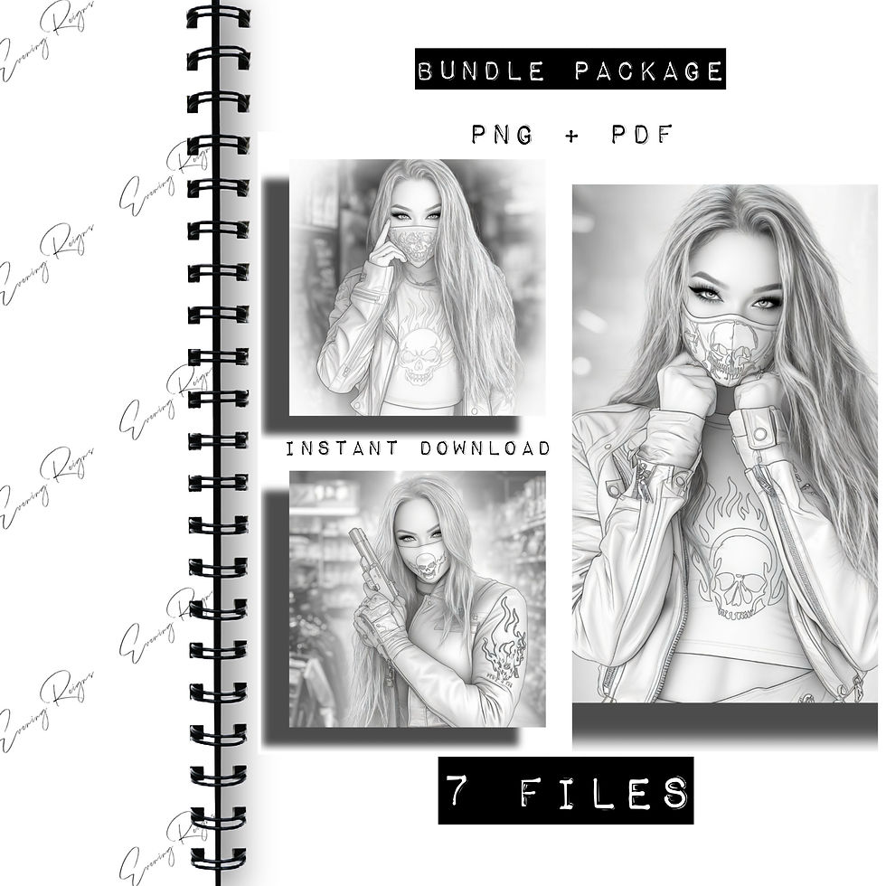 Thumbnail: Leather & Liner Vol 6 Outlaw Flame Coloring Pages | Edgy Bad Girl Coloring