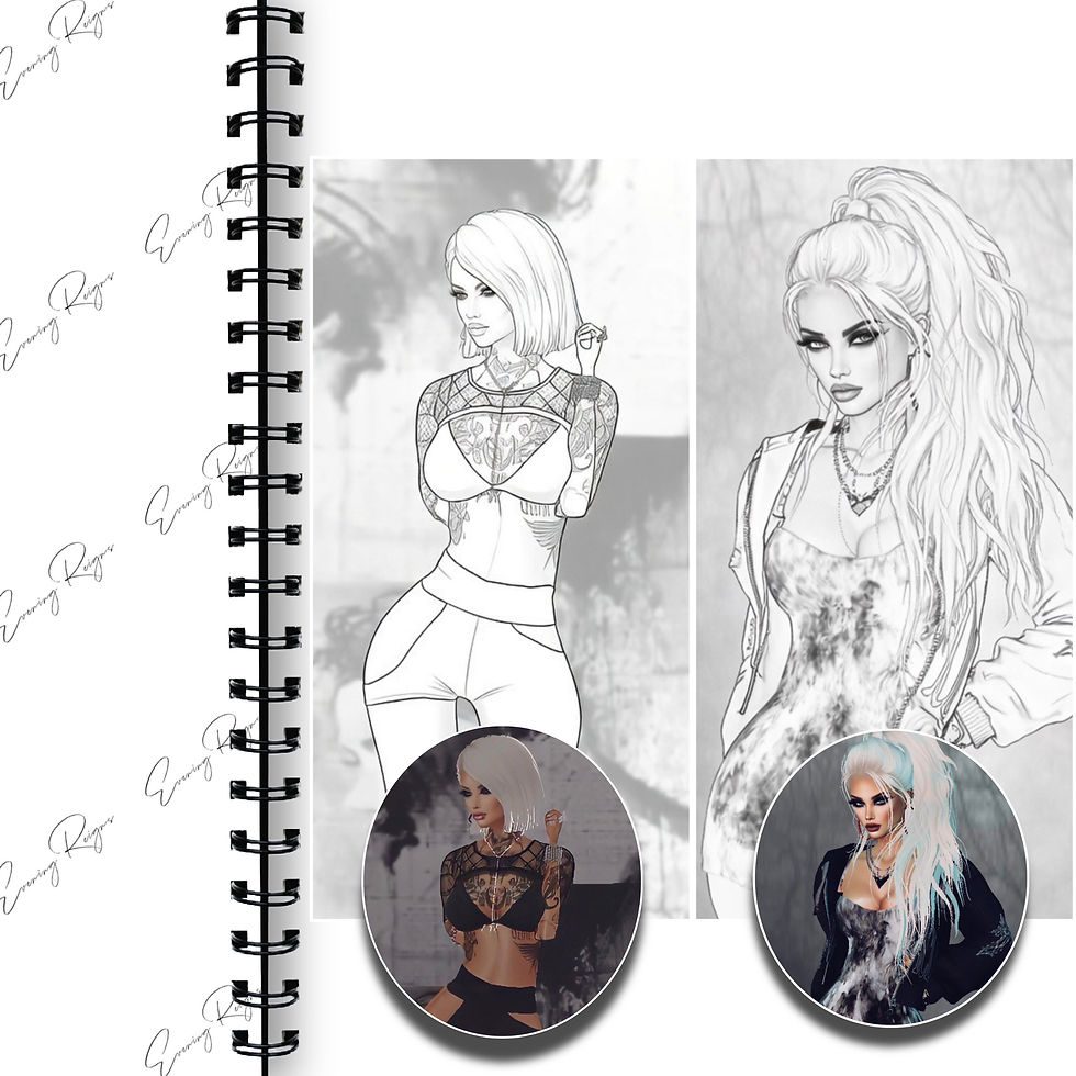 Thumbnail: Eve Fashion Coloring Pages | Virtual Dolls Dark Glam Vol 1 Adult Art Collection