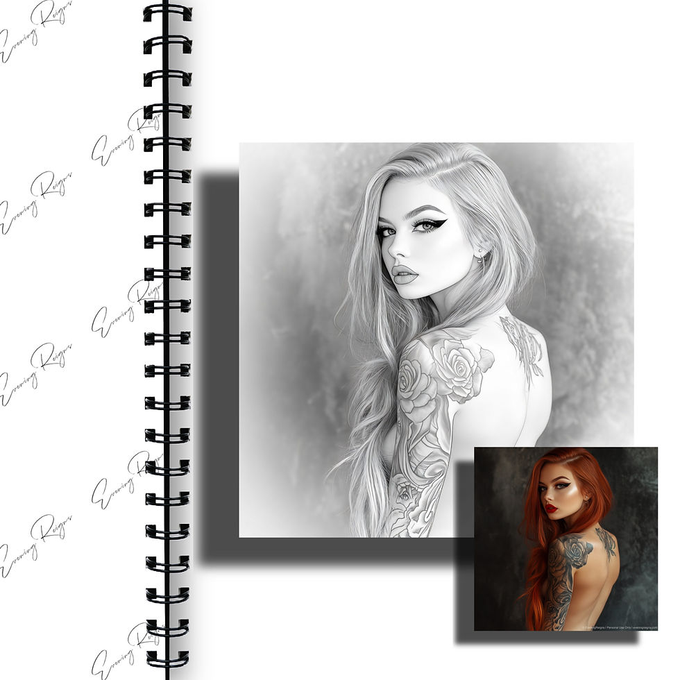 Thumbnail: Bold Tatted Beauties Coloring Pages Vol 1 | Tattooed Women Glam Girls