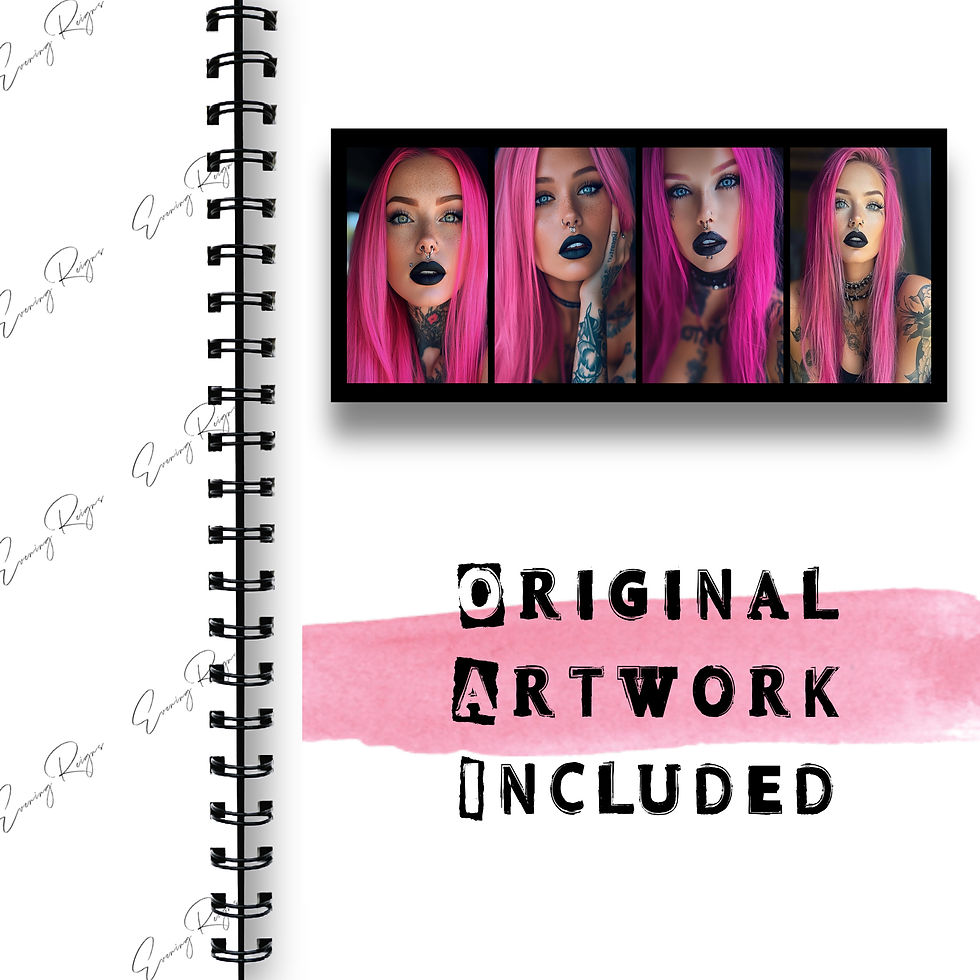 Thumbnail: Dark Glam Tattoo Muse Coloring Pages | Edgy Alt Beauty Line Art