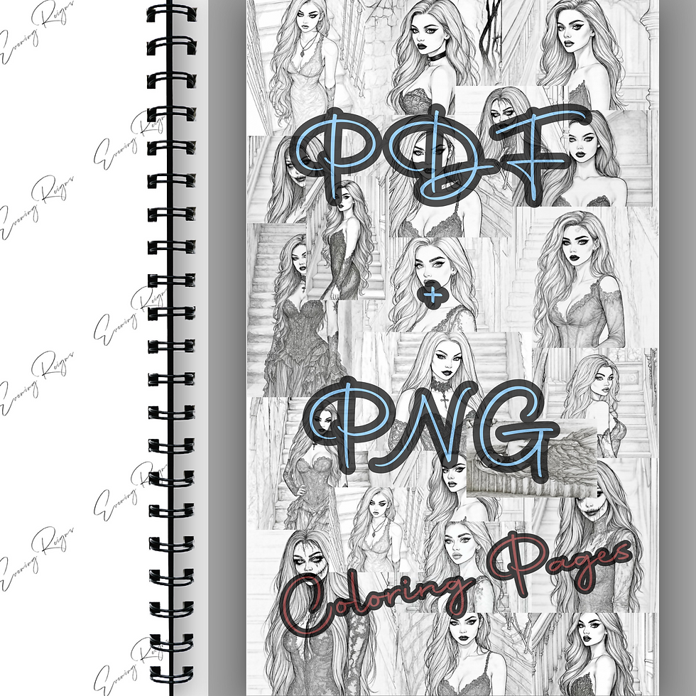 Thumbnail: Vampiric Witch Coloring Pages | Gothic Glam Line Art + Original Artwork