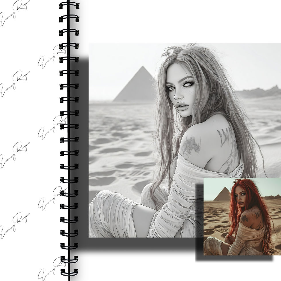 Thumbnail: Desert Temptress Coloring Pages – Mummy Desert Queen Vol 2 | 7 Files