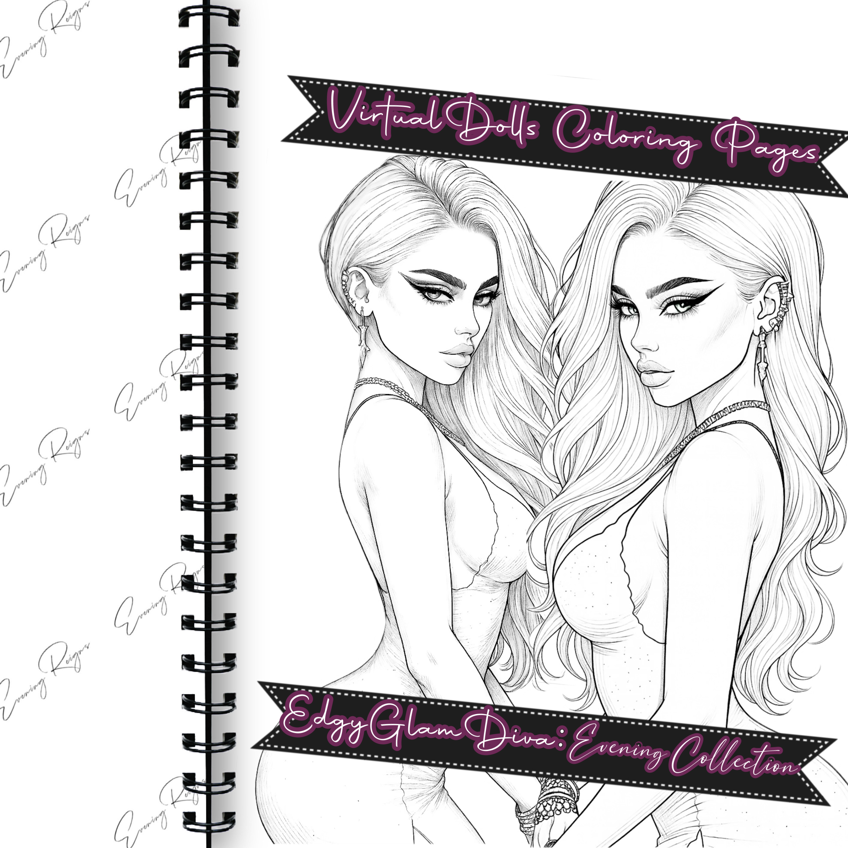 Virtual Dolls Coloring Page | Edgy Glam Diva Line Art Printable