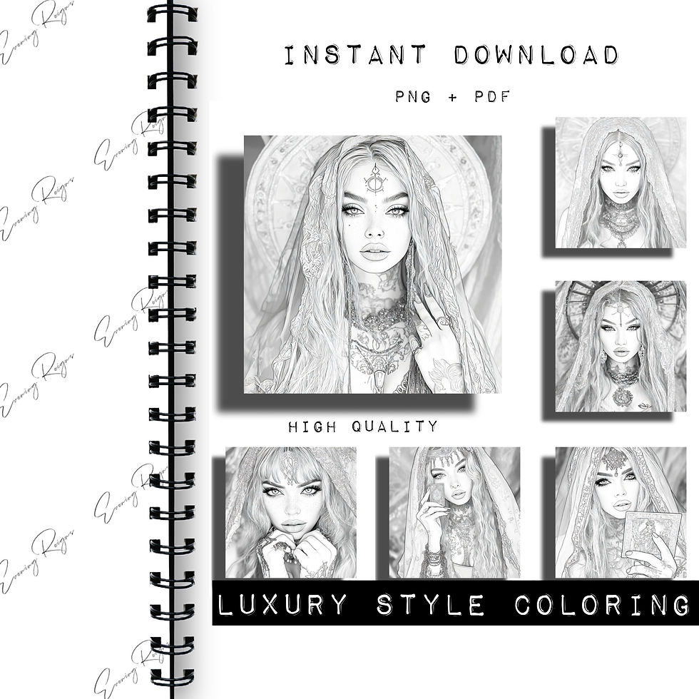 Thumbnail: Celestial Priestess Coloring Pages Vol 2 | Fantasy Goddess Adult Printable