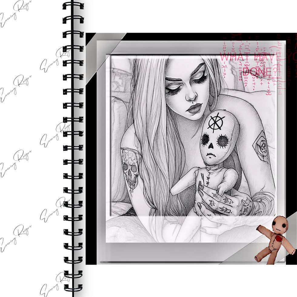 Thumbnail: Voodoo Vixen Coloring Pages | Gothic Doll Witch Art Bundle