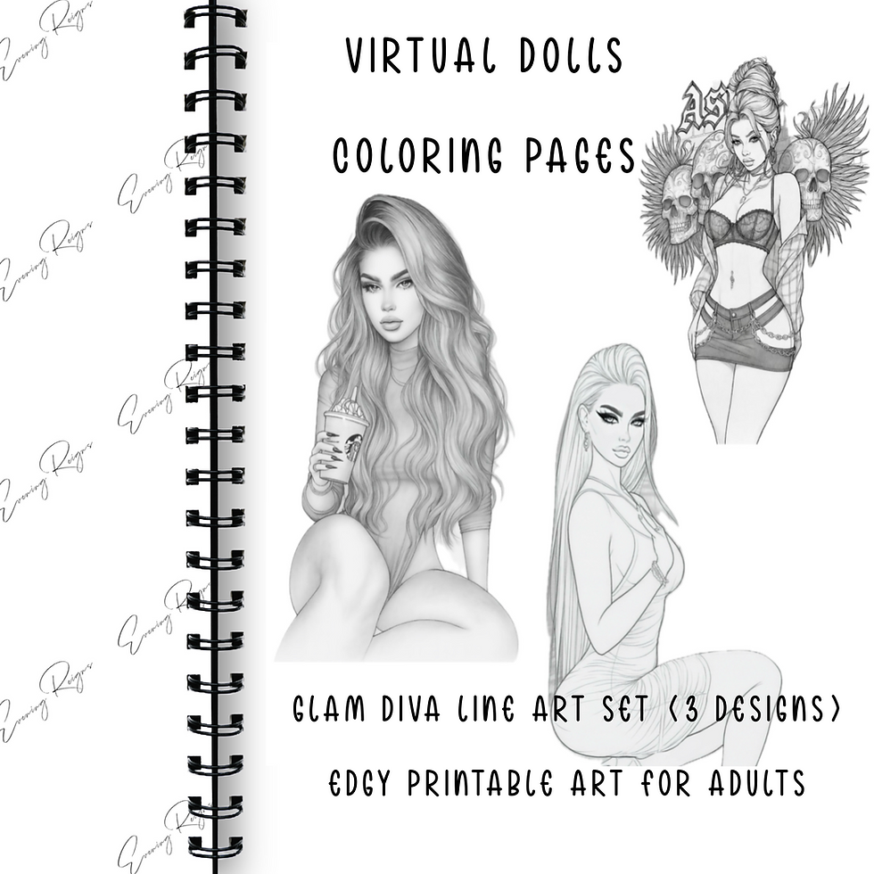Virtual Dolls Coloring Pages | Glam Diva Set (3 Designs + Free Artwork)