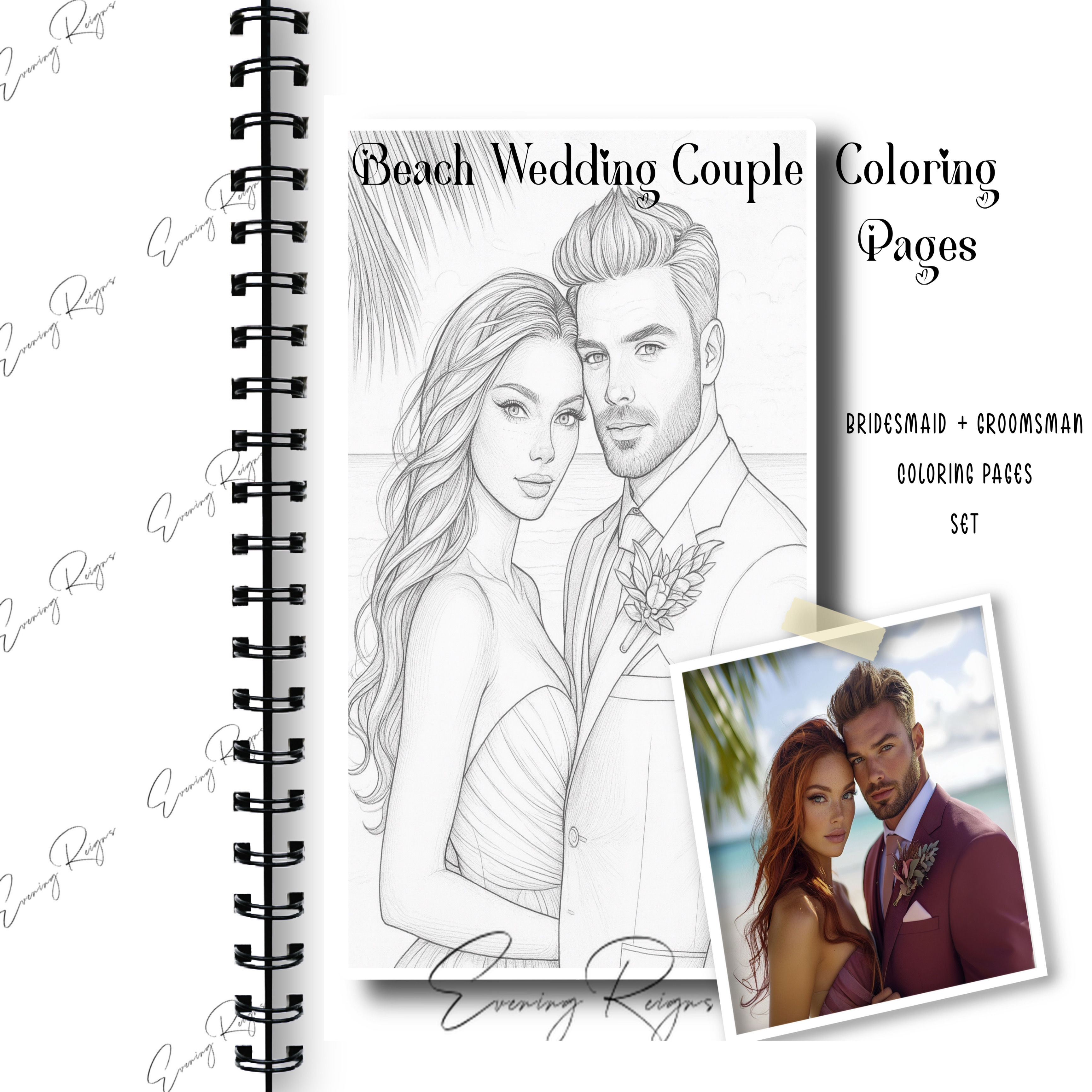 Bridesmaid & Groomsman Coloring Set (4 Pages + Free Art Bonus)