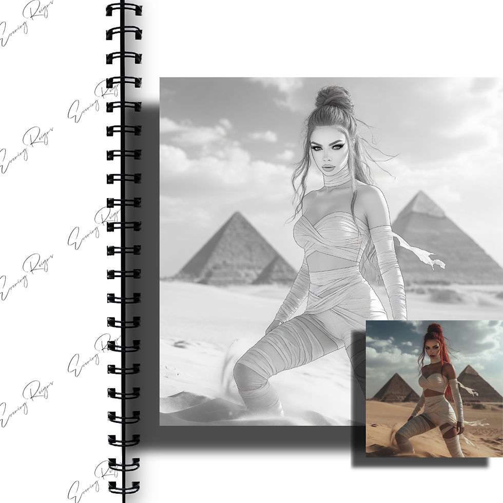Thumbnail: Sandstorm Siren Coloring Pages – Mummy Desert Queen Vol 1 | 9 Files