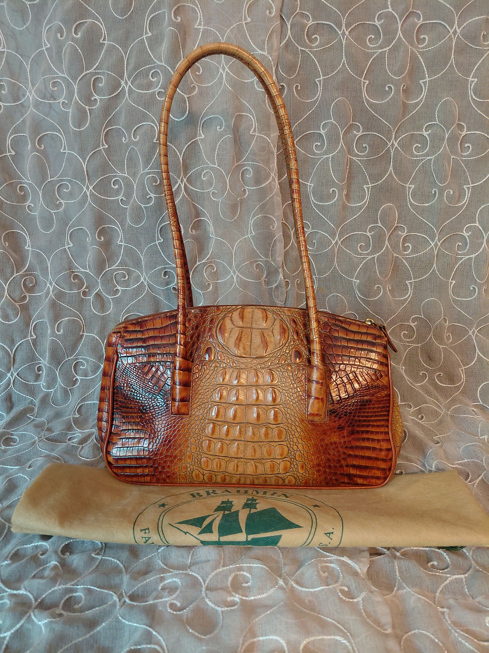 Thumbnail: Brahmin Croc Embossed Shoulder Bag