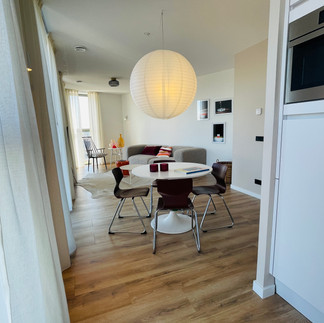 view from kitchen to living area