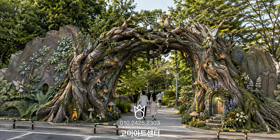 도심 정원으로 이어지는 고목 숲문