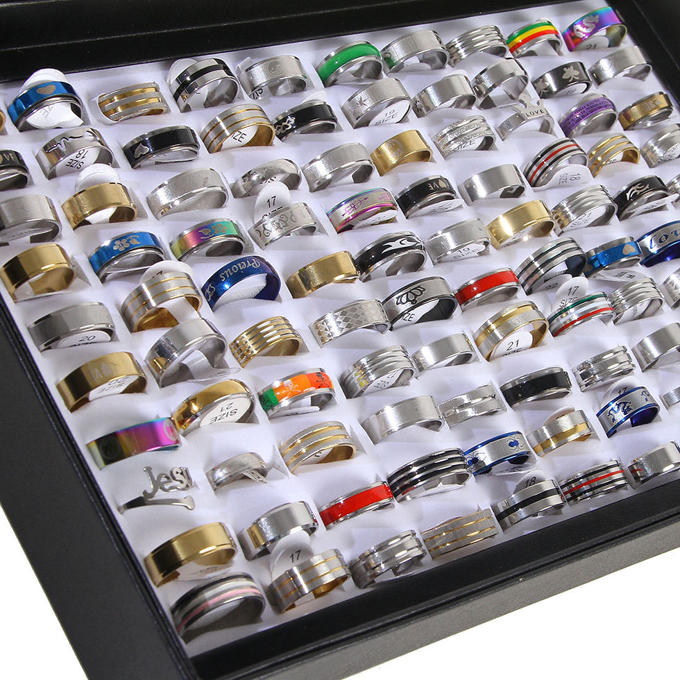 Thumbnail: 100pcs Mixed Size Rings Bulk Finger Band Ring Wholesale Lot Men Women Jewelry lu