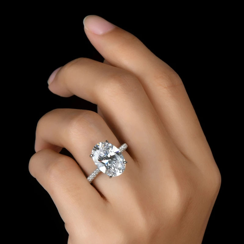 Thumbnail: New 925 Sterling Silver Oval 4ct Lab Diamond Ring  Engagement Wedding Band Gig S