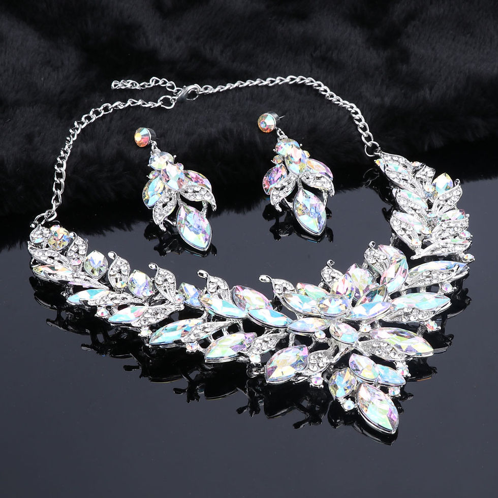 Thumbnail: Fashion Necklace Earring Sets Bridal Jewelry Sets AB Color Crystal Party Wedding