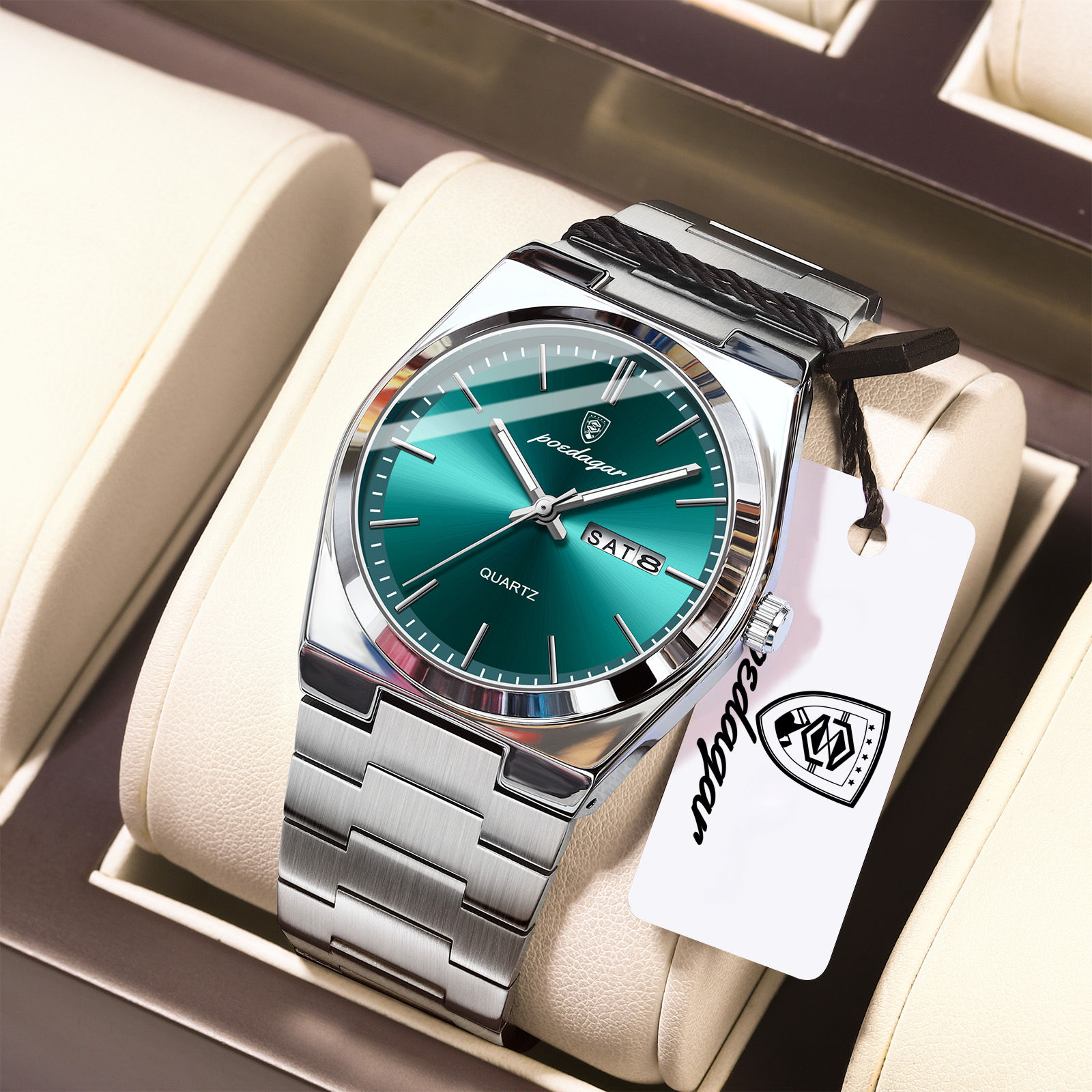 POEDAGAR Luxury Men's Watches Luminous Waterproof Stainless Steel Casual Men Clo