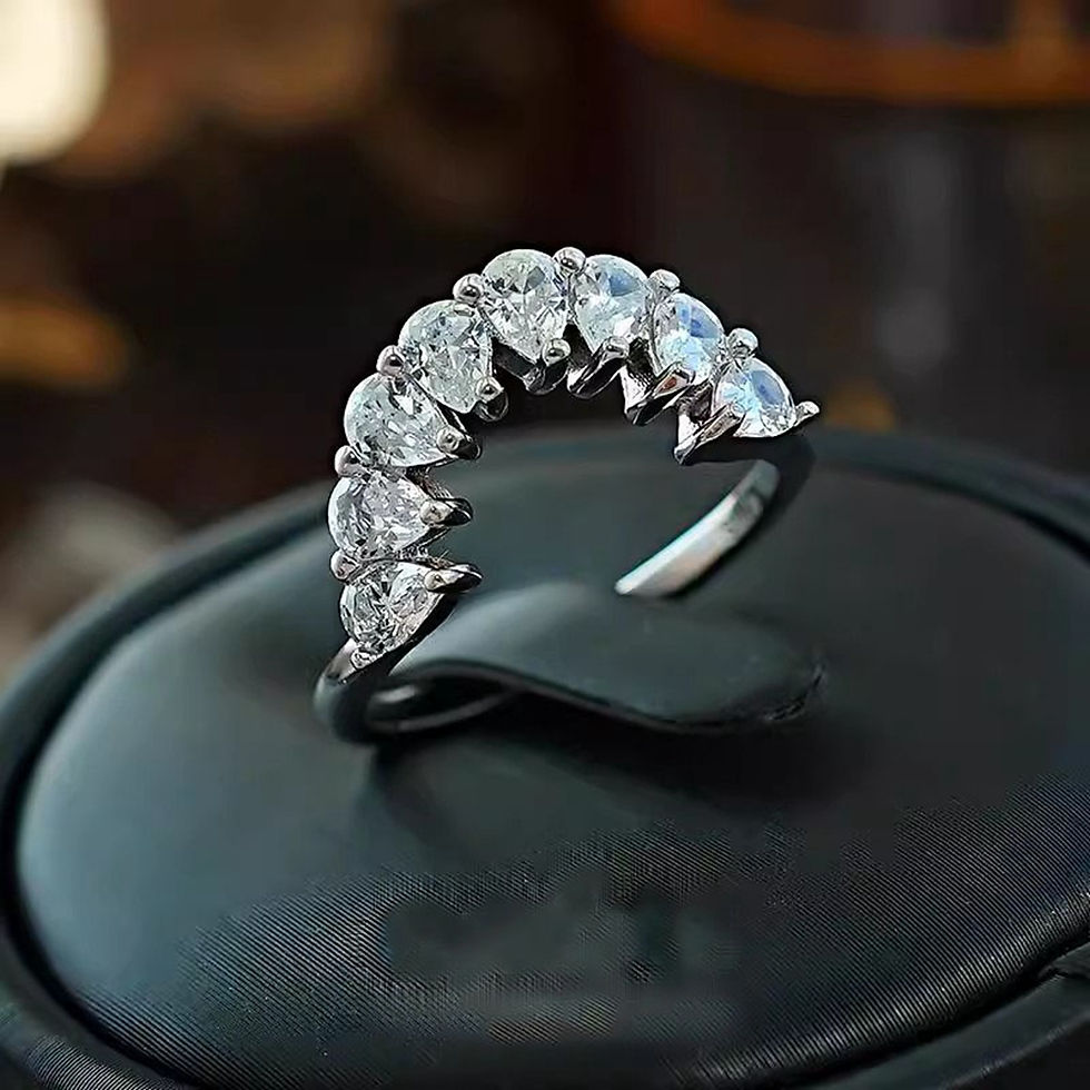 Thumbnail: Vinregem 3*4 MM Pear Cut Lab Created Sapphire Gemstone Solid 925 Sterling Silver