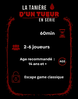 Information sur la salle d'escape game la tanière d'un tueur en série