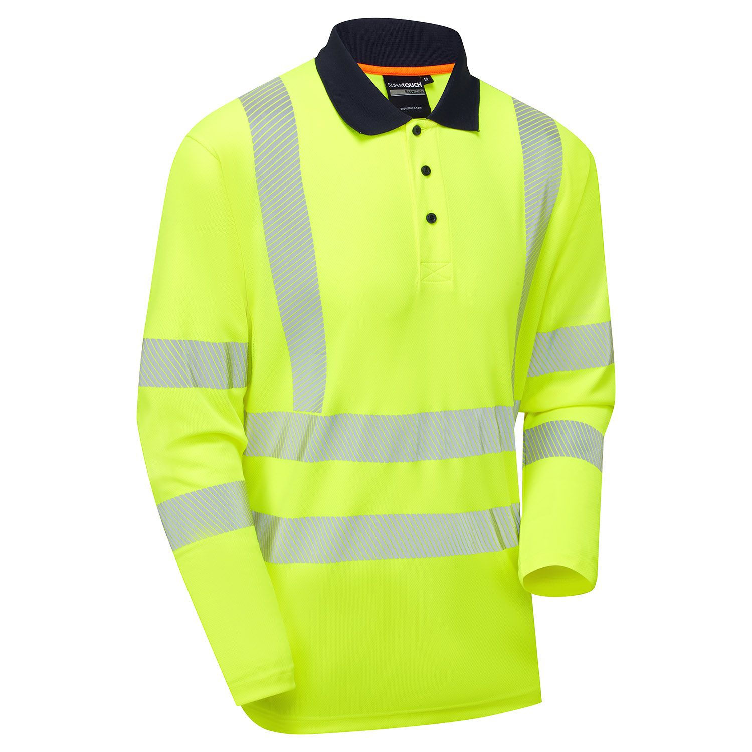 Essentials Hi-Vis Eco CoolMax Yellow Long Sleeve Polo