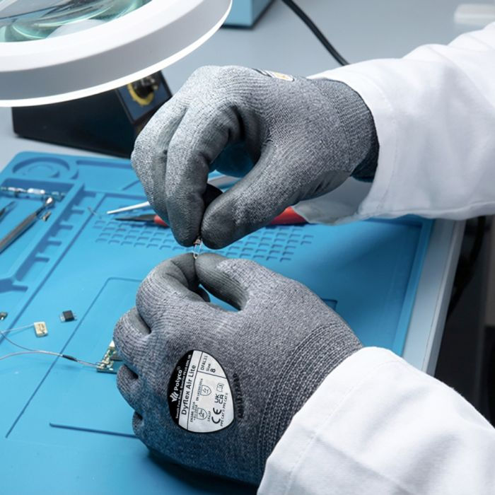 Cut resistant glove being used in practice