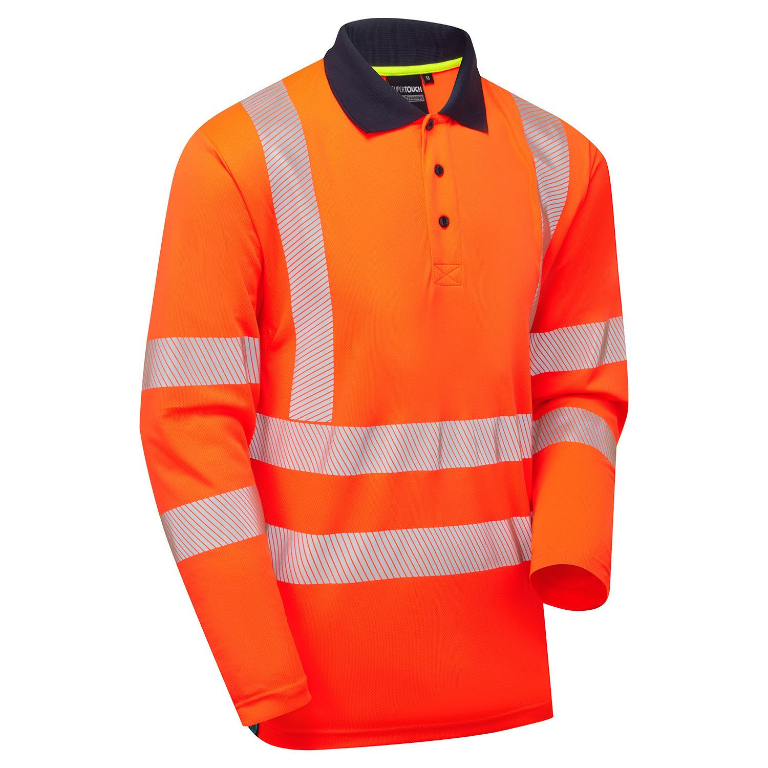 Essentials Hi-Vis Eco CoolMax Orange Long Sleeve Polo