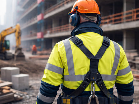 Man in full PPE on a UK construction site