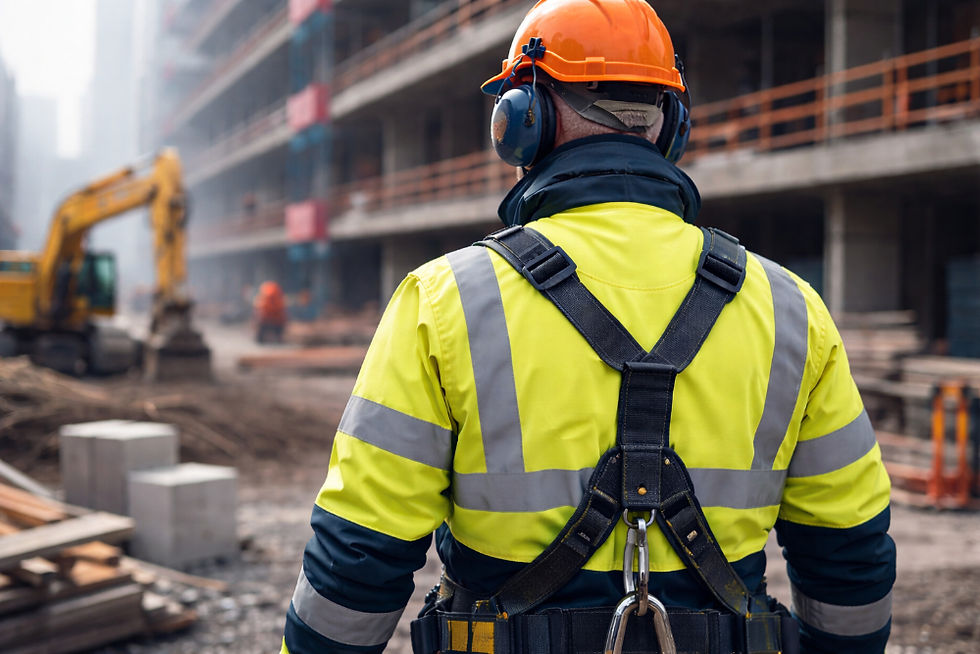 Worker in his full PPE on UK construction site