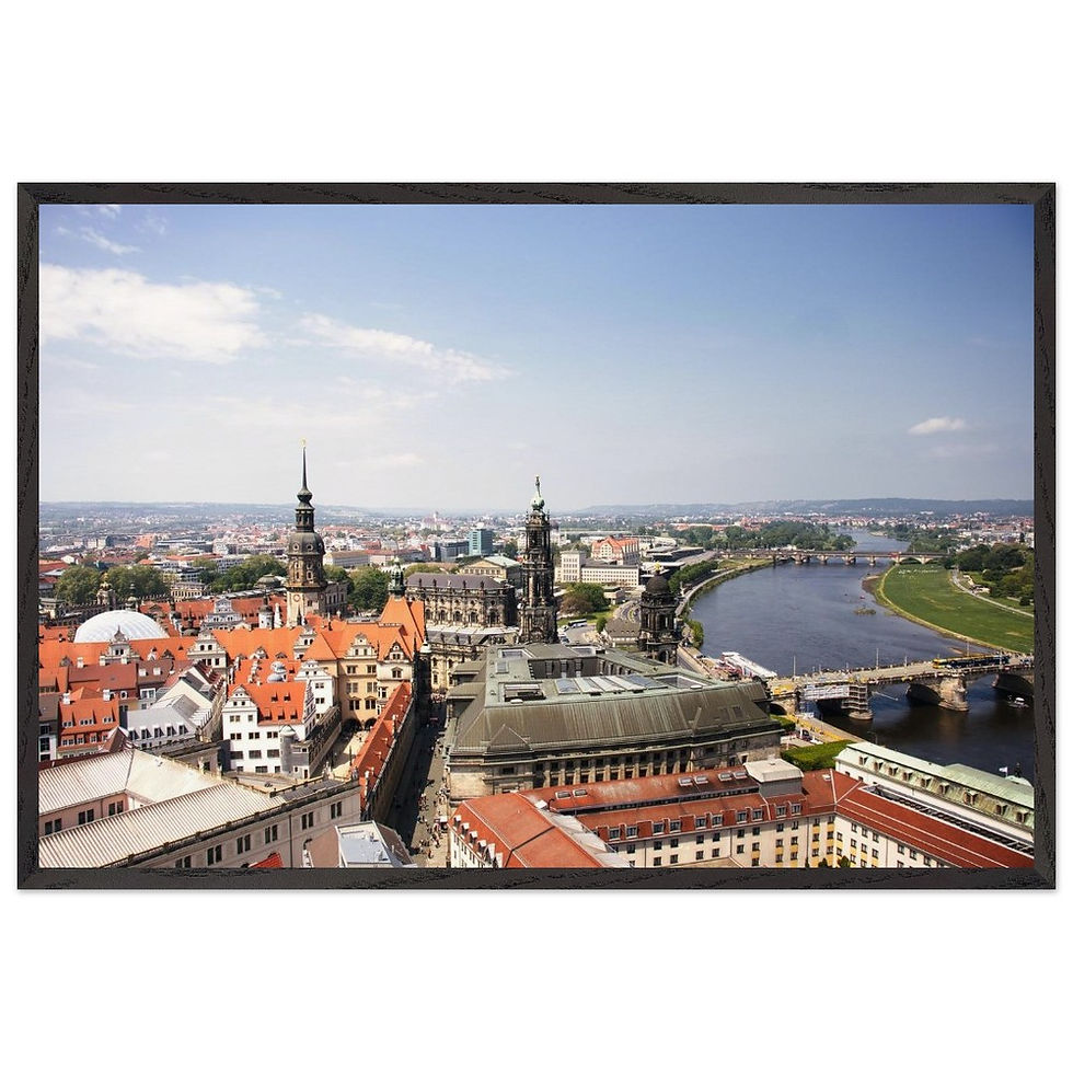Über den Dächern von Dresden - Premium Holzrahmen Poster