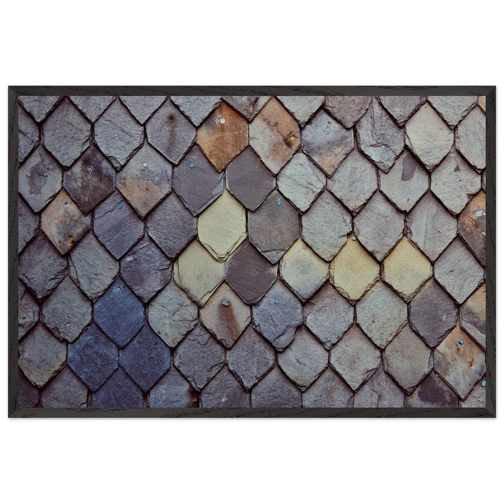Handwerkskunst - Schiefer Goslar Abstrakt | Premium Holzrahmen Poster