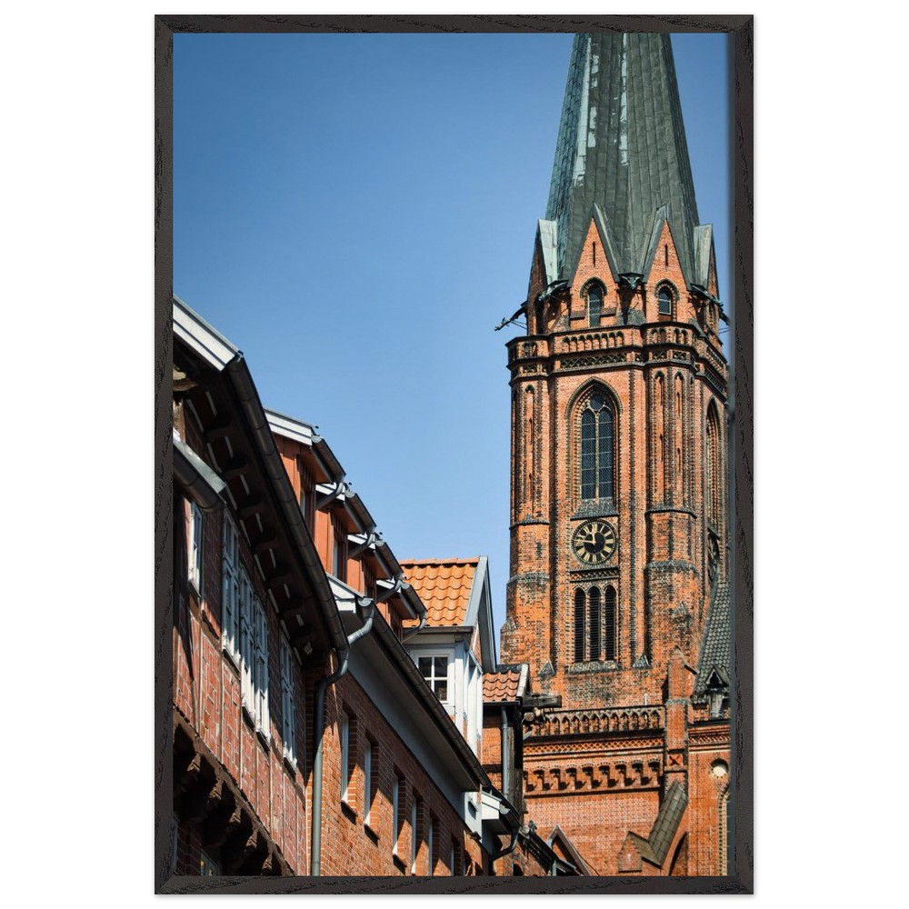 Aus alter Zeit - Backsteinkirche Deutschland | Premium Holzrahmen Poster